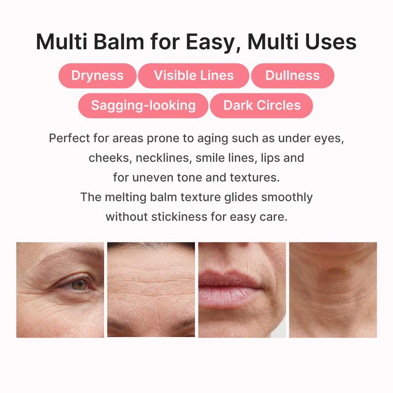 Pink Collagen Volume Multi Balm Stick PDRN, Volufiline & NAD Formula Youthful‑Looking Firming Anti‑Aging for Fine Lines Multi‑Use Balm for Eyes, Neck, Forehead, Smile Lines, Lips