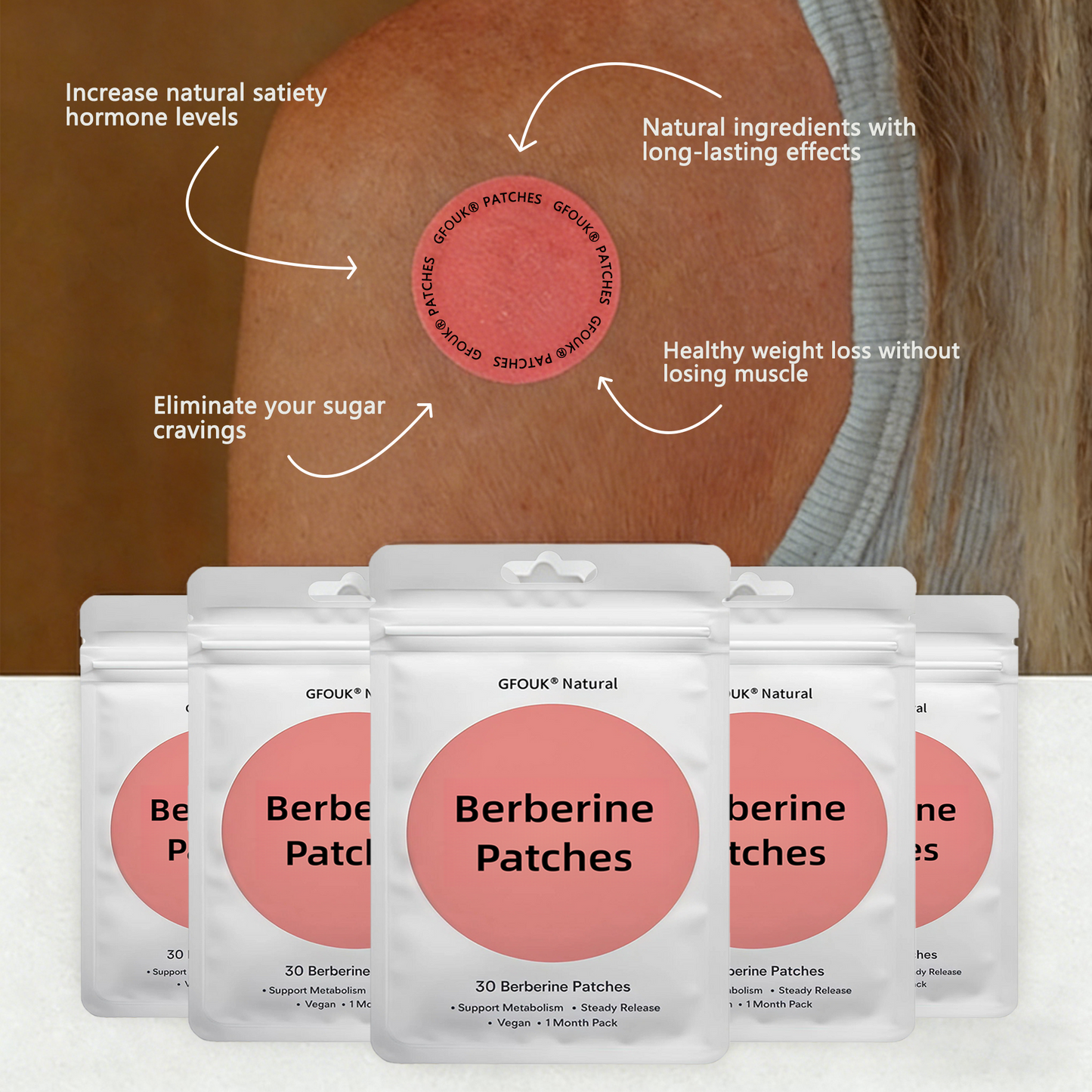 🍒 Berberine Weight Loss Patch: Naturally control your appetite, boost your energy, and reduce stress.